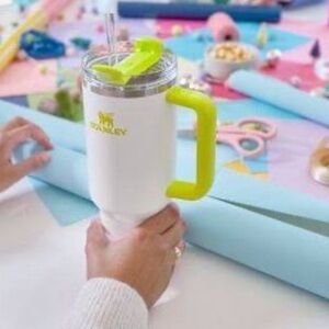 Stanley 40 oz White Neon Electric Yellow Stainless Steel H2.0 Quencher Tumbler